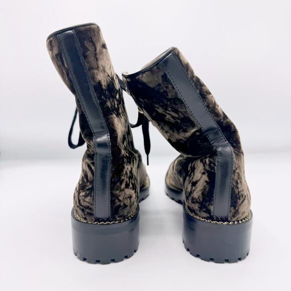 Stuart Weitzman Kolbie Chain Bootie in Taupe Cord Velvet - Picture 7 of 12